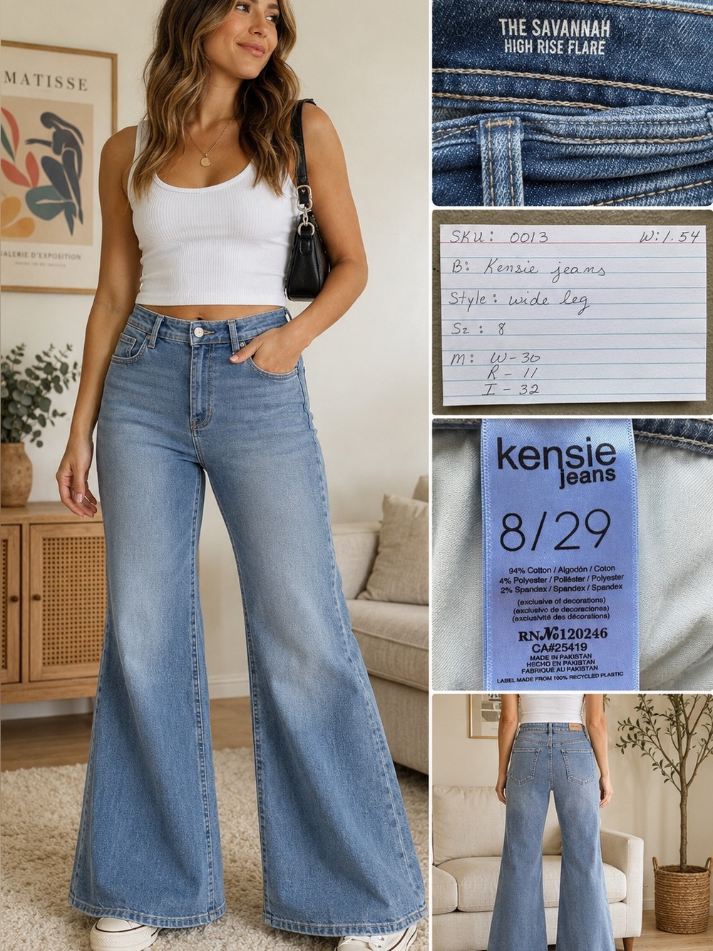 Kensie Savannah High Rise Flare Jeans Size 8/29 Medium Wash Stretch Denim
